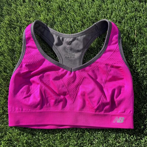 New Balance Sports Bra Womens Small Racerback Seamless Mesh Athletic Gym Workout - Picture 1 of 9